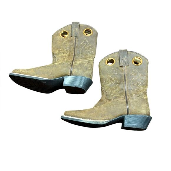 Masterson Boot Co Cowboy Western Boots Brown Leather Round Toe Kids Size 2 - Picture 3 of 9